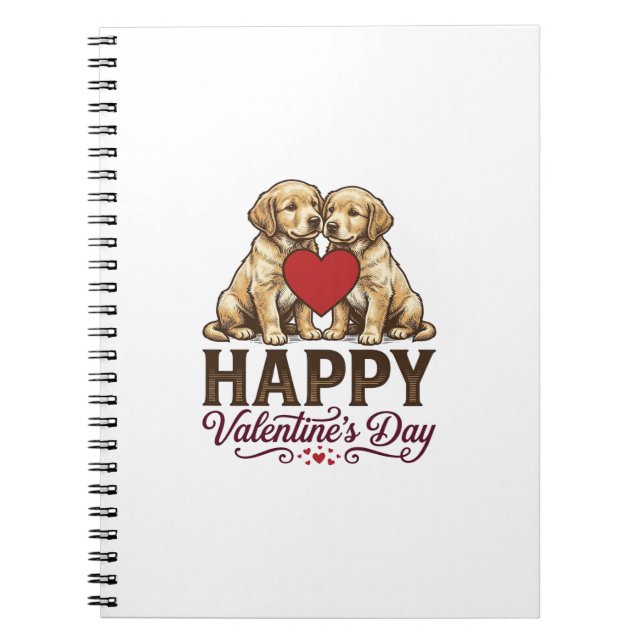 Carnet Golden Retriever Joyeuse Saint-Valentin (Devant)