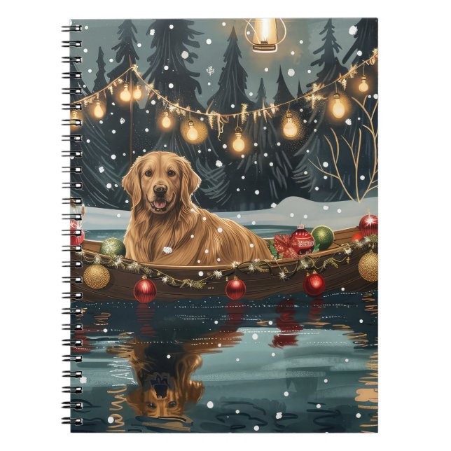 Carnet Golden Retriever Noël Festive Voyage (Devant)