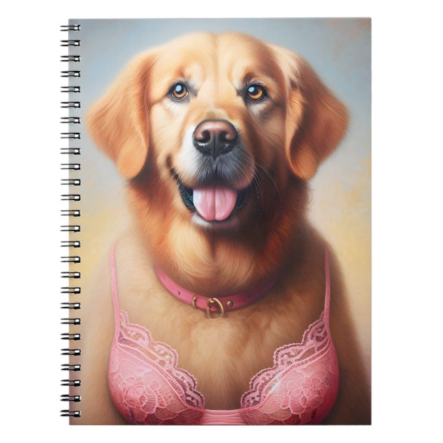Carnet Golden Retriever portant une barre rose (Devant)