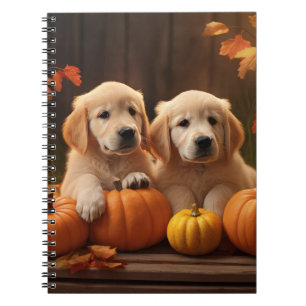 Carnet Golden Retriever Puppy Automne Citrouille de plais