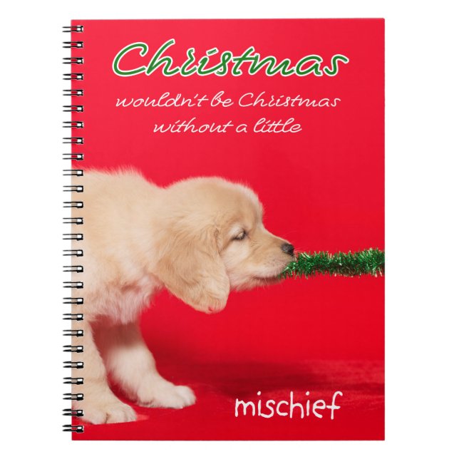 Carnet Golden Retriever Puppy Christmas Mischief (Devant)
