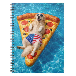 Carnet Golden Retriever sur un matelas pneumatique en for