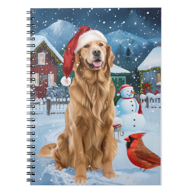 Carnet Golden Retriever Winter Wonderland Noël Joie (Devant)