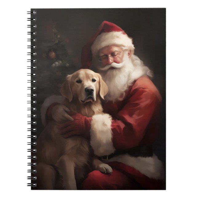 Carnet Golden Retriever with Santa Clause Christmas (Devant)