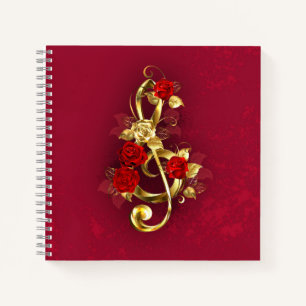 Carnet Golden Treble Clef avec fleurs Roses