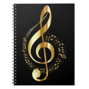 Carnet  Golden Treble Clef Spiral Notebook
