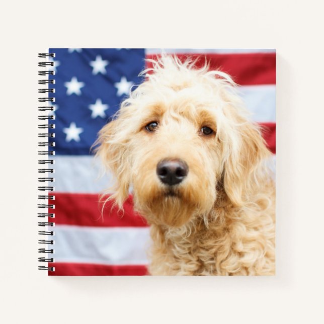 Carnet Goldendoodle avec drapeau américain (Devant)