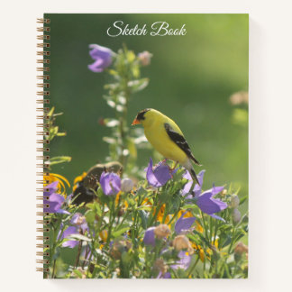 Carnet Goldfinch sur Harebell Flower