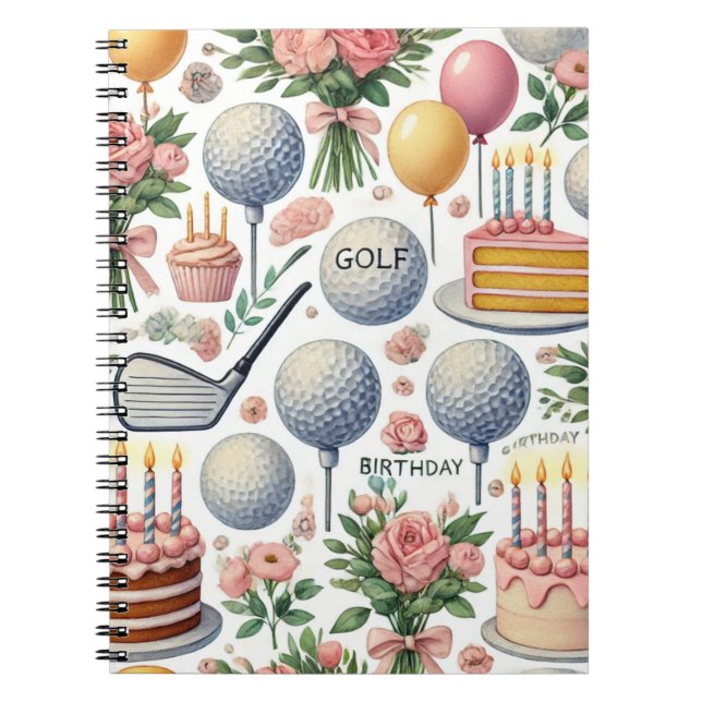 Carnet Golf Anniversaire de fête rose thème pour femme (Devant)