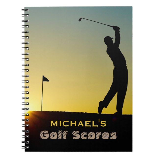 Carnet Golfeur au Sunset Gold Scores Personnalisé (Devant)