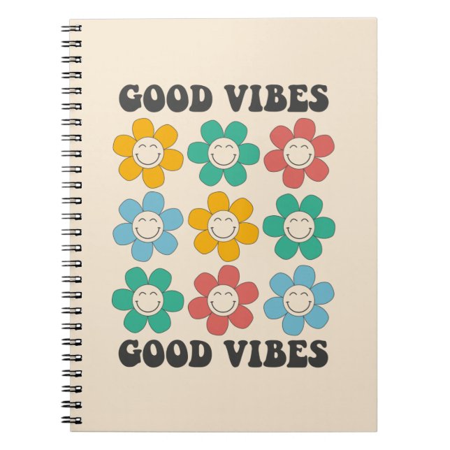 Carnet Good Vibes Fleurs marguerites colorées (Devant)