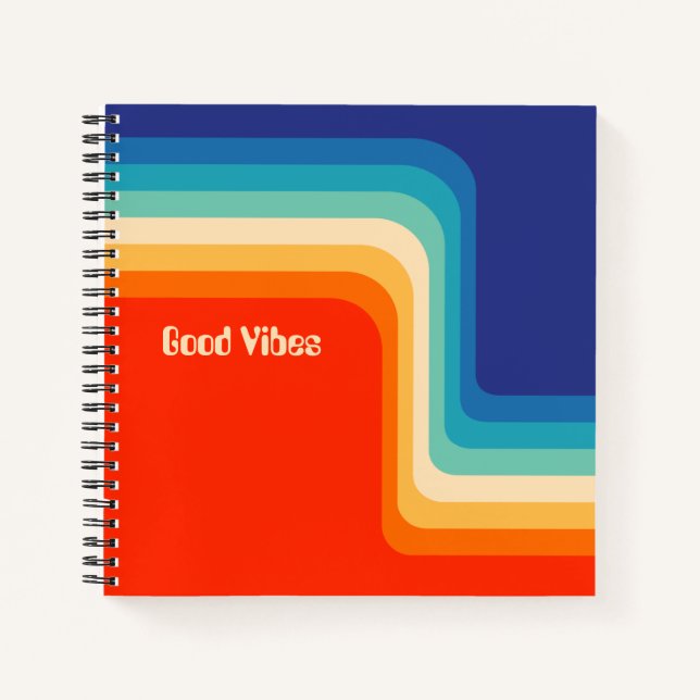 Carnet Good Vibes les années 70 Ombre personnalisable (Devant)
