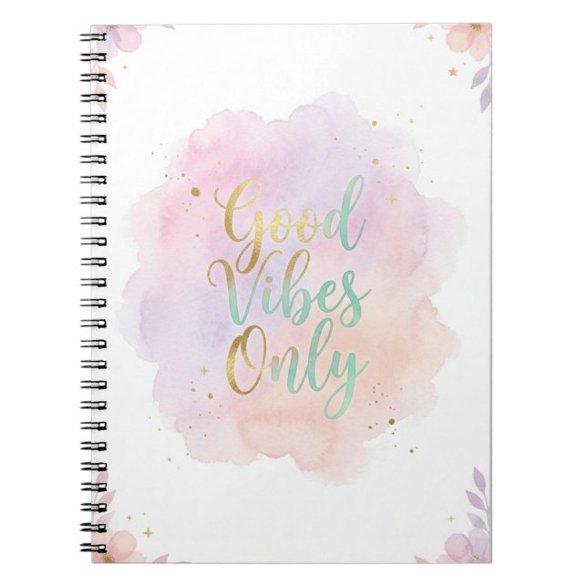 Carnet Good Vibes Only Aesthetic Pastel Notebook |  (Devant)