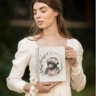 Carnet Gorilla bébé avec couronne de fleurs