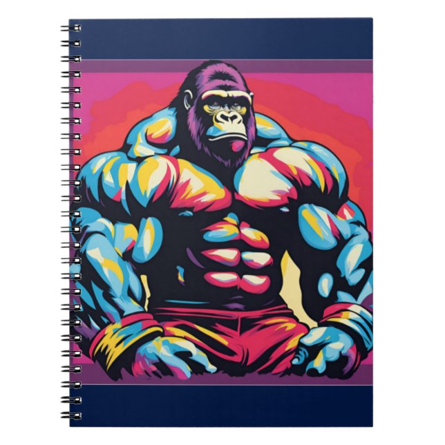Carnet Gorilla Bodybuilder Lifter Pop Art Dessin (Devant)
