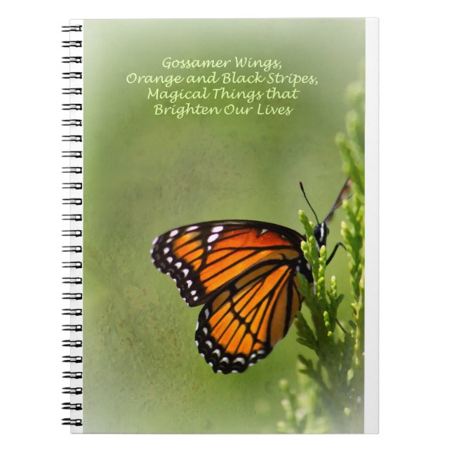 Carnet Gossamer Wings of Monarch Butterfly Poem de moi (Devant)