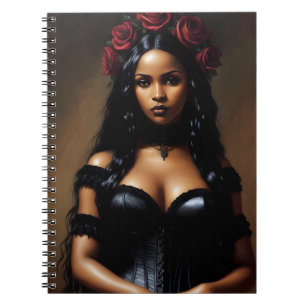 Carnet Goth Black Girl Red Roses Peinture