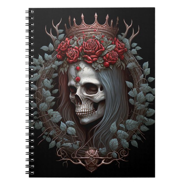 Carnet Goth Crâne Rose Couronne gothique (Devant)