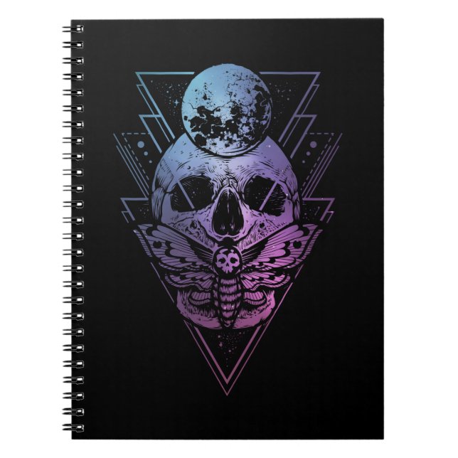 Carnet Goth Moon Crâne gothique Wicca Croissant Mois luna (Devant)