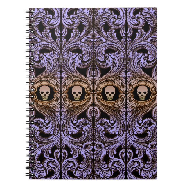 Carnet Goth Purple Ornament With Skull (Devant)