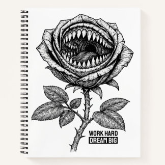 Carnet Gothic Devil Rose Sticker – Dark Horror Floral