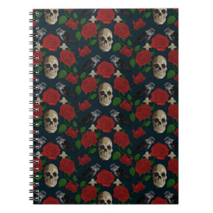Carnet Gothique foncé Grungy Rose Vins Corbeau crâne roug