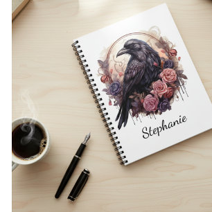 Carnet Gothique Raven Vintage Fleurs Roses Style Académie