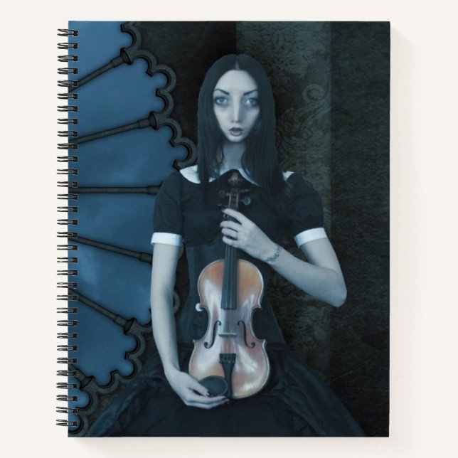 Carnet Gothique Victorian Girl tenant Violon Imaginaire f (Devant)