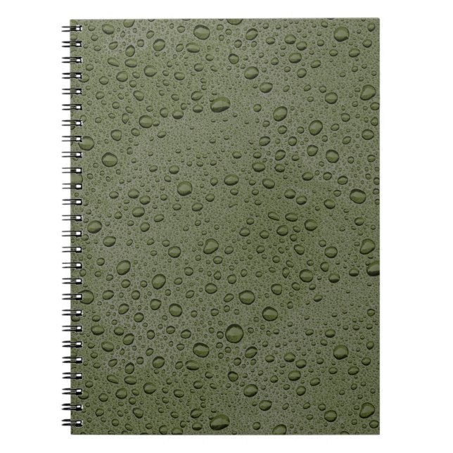 Carnet gouttelettes d'eau verte d'olive (Devant)