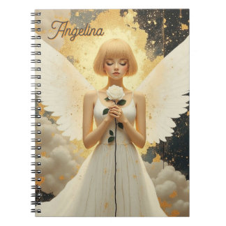 Carnet Grâce céleste ange joli et rose personnalisé