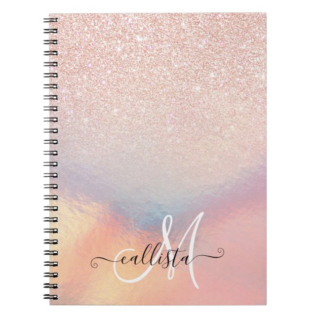 Carnet Gradient holographique de Rose Gold Glitter Irides (Devant)