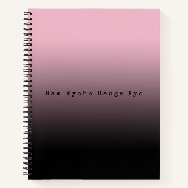 Carnet Gradient rose Nam Myoho Renge Kyo Mantra Noir (Devant)
