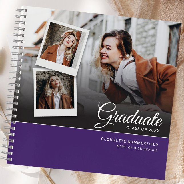 Carnet Graduation 2025 Party Grad Purple Photo Invité (Graduation 2025 Party Grad Purple Photo Guest Notebook)