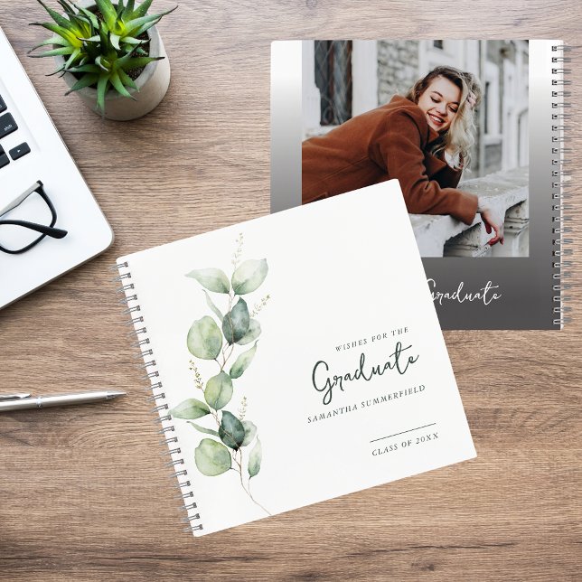 Carnet Graduation 2025 Photo Eucalyptus Invité (Graduation 2025 Photo Eucalyptus Guest Notebook)
