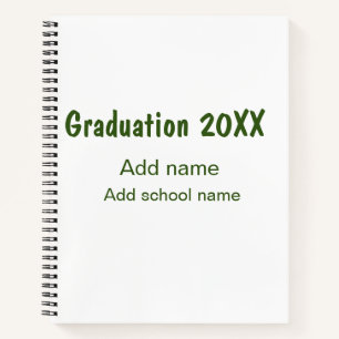 Carnet Graduation 20XX ajouter nom année école vert moder