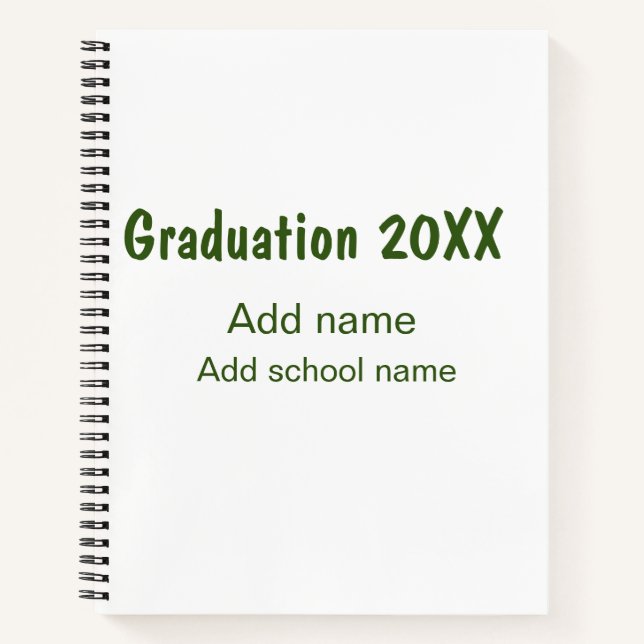 Carnet Graduation 20XX ajouter nom année école vert moder (Devant)