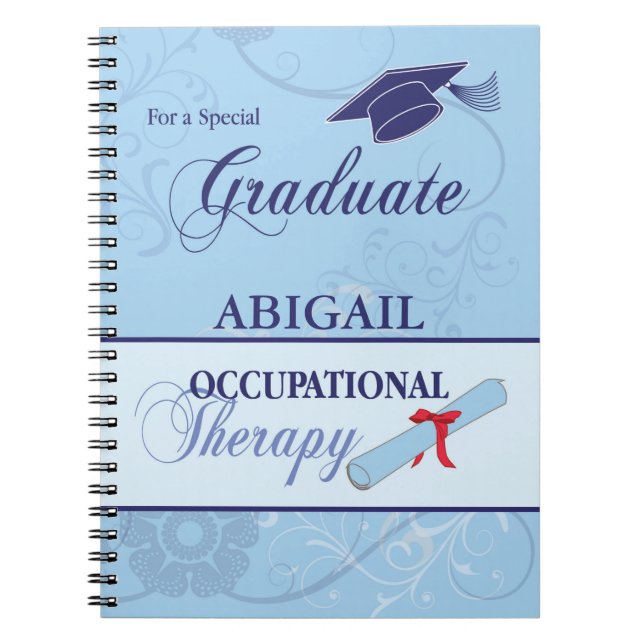 Carnet Graduation Bleu Fils, Cadeau Vertical (Devant)