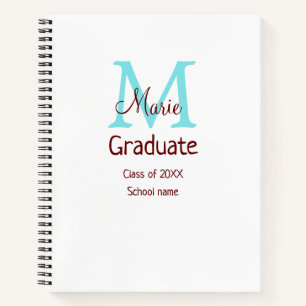 Carnet Gradué ajouter nom monogramme vert rose simple min