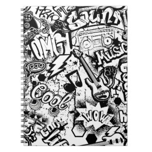 Carnet Graffiti Abstrait en noir et blanc