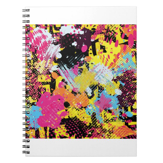 Carnet Graffiti bright psychedelic seamless pattern illus (Devant)
