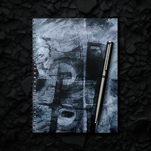 Carnet Graffiti peint Grunge Dark Navy et Denim Blue