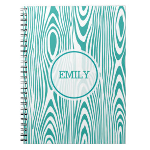 Carnet Grain De Bois Blanc Et Turquoise