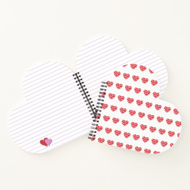 Carnet Grand coeur rouge avec peu de coeur (Intérieur)
