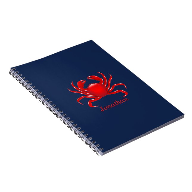 Carnet Grand crabe rouge sur Arrière - plan bleu Retour à (Côté Droit)