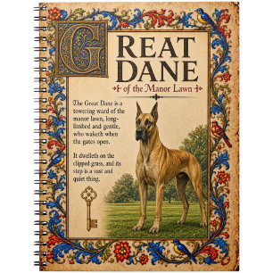 Carnet Grand Danois, Art de Bestiaire Médiéval
