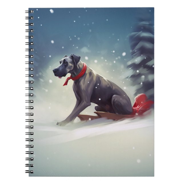 Carnet Grand Danois Noël neige hiver (Devant)