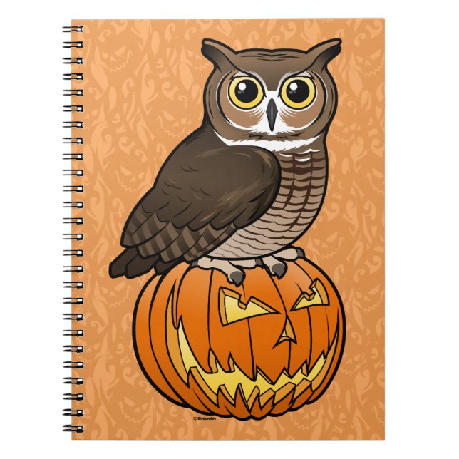 Carnet Grand hibou à cornes de Halloween (Devant)