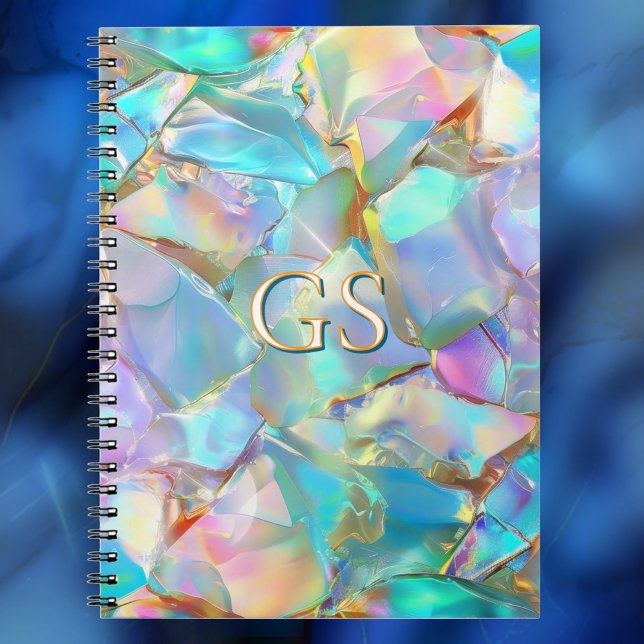 Carnet Grand Monogramme ou Nom sur Opale (Créateur téléchargé)