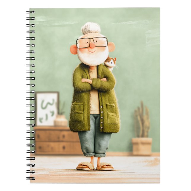 Carnet Grand-père de charme et son chat (Devant)