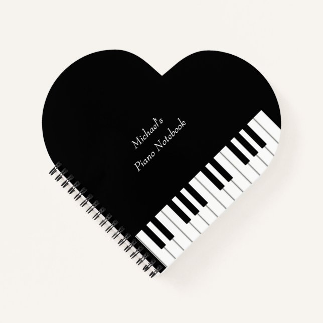 Carnet Grand Piano en forme de coeur Personnalisé Musicie (Devant)